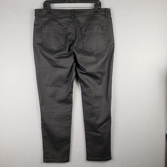 J. Jill Denim 14 Slim Ankle Jeans Black Metallic Sheen Coating Stretch Steampunk - Picture 8 of 12